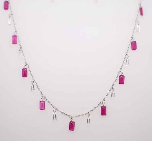18K WG RUBY 2.59CTW AND DIAMOND 1.01CTW NECKLACE