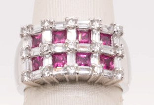 LADIES PLAT RING RUBY 0.95CTW DIAM 1.25CTW