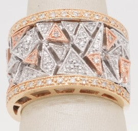 LADIES 14K TRI-COLOR DIAMOND  RING