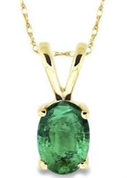 14K YELLOW GOLD EMERALD OVAL SOLITAIRE PENDANT