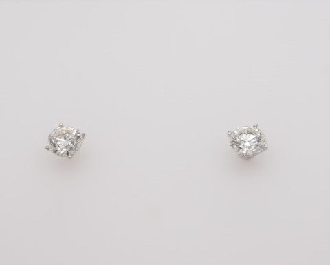 1.00CTW ROUND DIAMOND STUDS 14K WG 4 PRNG MARTINI BASKET