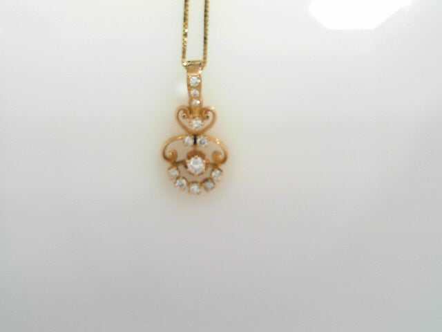 LADIES 14K 12-STONE DIAMOND PENDANT