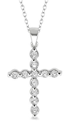 SILVER .10CTW CROSS NECKLACE
