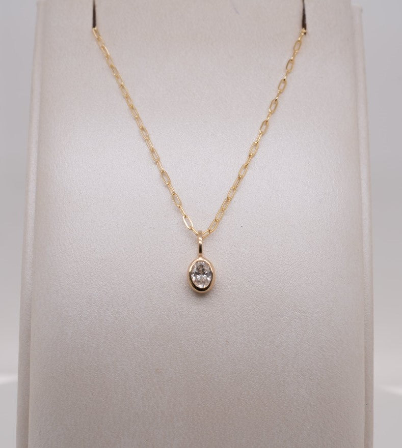 14K YG SINGLE STATION OVAL BEZEL  0.20CTW