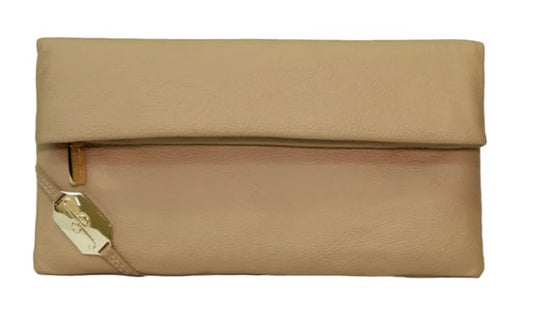 FOLD CLUTCH - LEATHER TAN