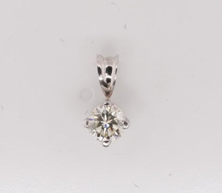 14K WG ROUND DIAMOND SSOLITAIRE PENDANT APX 0.40CTW I1/H
