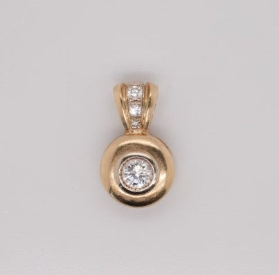 14K YG DIAMOND BEZEL PENDANT 0.50CTW CENTER SI2/I AND 0.20CTW SETTING