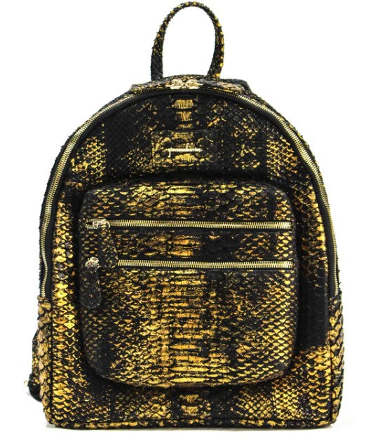 BLAKE MINI BACKPACK - PYTHON BLACK/GOLD