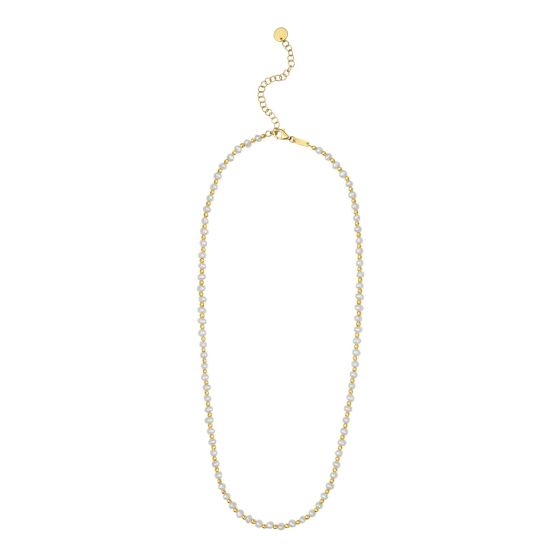 14K YG BEADED PEARL NECKLACE 18"