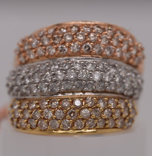 LADIES 18K TRI COLOR DIAMOND BAND 2.00CTW