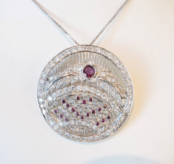 LADIES 18K WG ESTATE PENDANT AND PIN