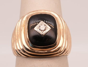 GTS 14K YG ONYX & DIAMOND RING