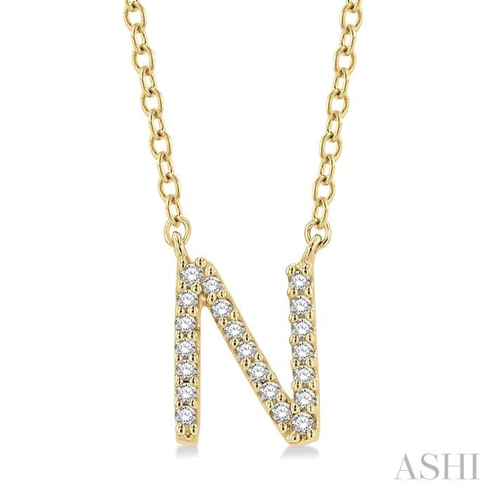 14K YG DIAMOND INITIAL N 0.07CTW