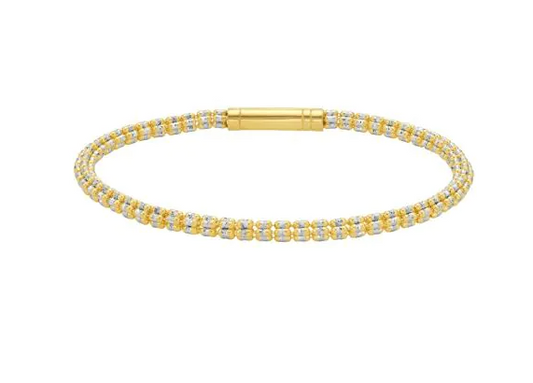 14K YG 3.33MM DIAMOND CUT ICED BRACELET 7.5"