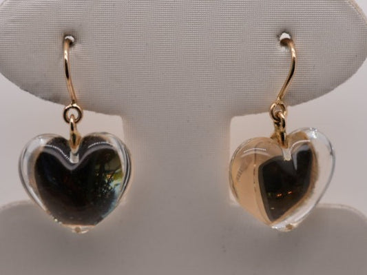 ESTATE 18KYG HEART BACCARAT EARRINGS