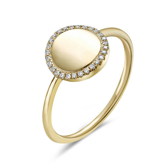 14KY LAPIS & DIAMOND SIGNET RING