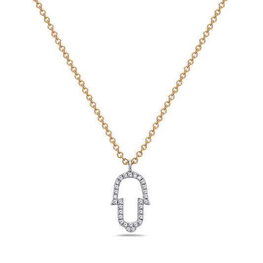 LADIES 14KYG HAMSA HAND D=0.08CTW