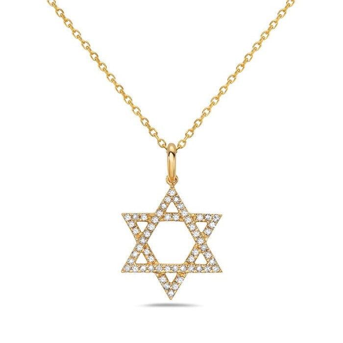 LADIES 14K YG DIAMOND JEWISH STAR PENDANT DIA 0.14CTW