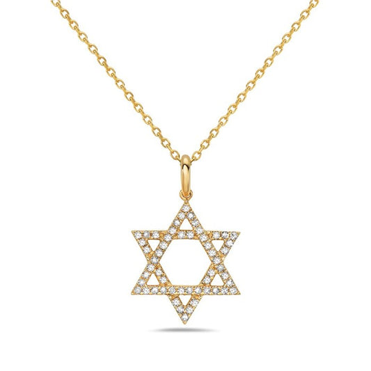 LADIES 14K YG DIAMOND JEWISH STAR PENDANT DIA 0.14CTW