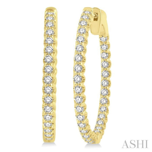 14K YG DIAMOND INSIDE/OUT HOOPS OVAL 1.50CTW
