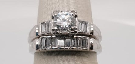 PLATINUM WEDDING SET ROUND CENTER 0.55CTW SI2/G BTS 0.50CTW