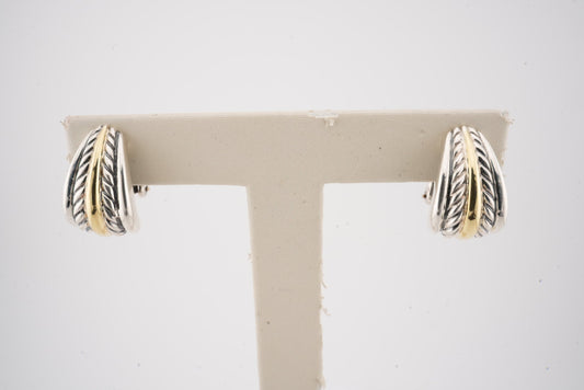 Estate David Yurman Silver/18K Yellow Gold Cable Earrings
