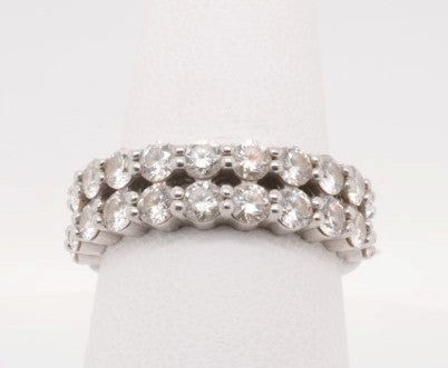 ESTATE LADIES 14K WG 2-ROW ROUND DIAMOND RING APX 2.0CTW