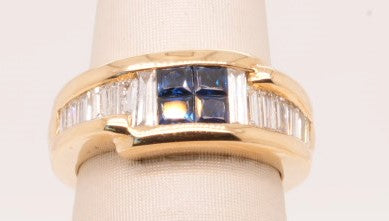 LADIES 18K YG EMERALD CUT GRN TOURM 2.15CTW AND DIAMOND 0.34CTW RING