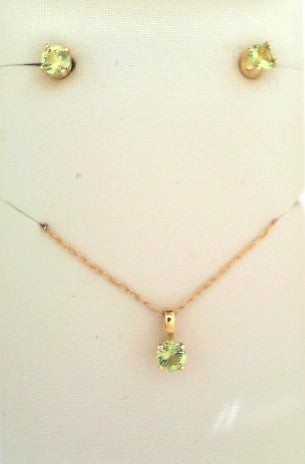 CHILDRENS 14KY PERIDOT NECKLACE & EARRING SET