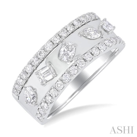 14K WG 5 STONE MIX SHAPE RING 0.90CTW