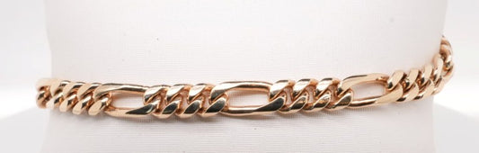 14K YG SOLID FIGAROE BRACELET 15G