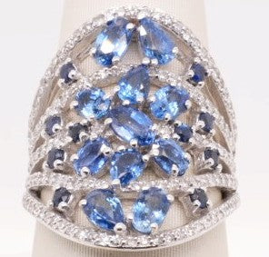 EFFY 14K WG .63 CT DIA 3.41 CT SAPPHIRE RING SZ 7
