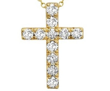 LADIES 14K YG DIAMOND CROSS PENDANT DIA 0.50CTW