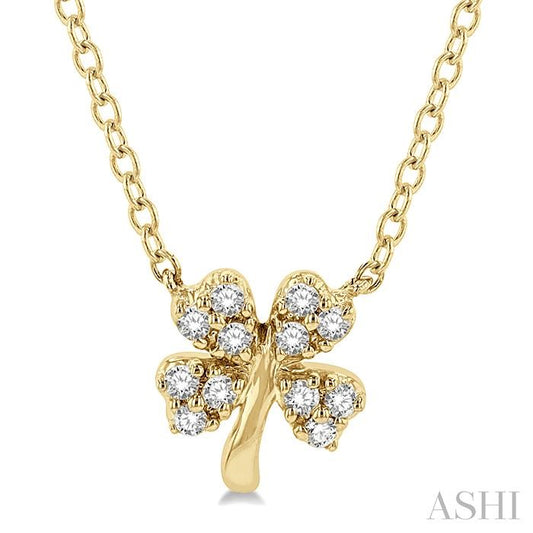 14K YG DIAMOND CLOVER PETITE PENDANT 0.10CTW