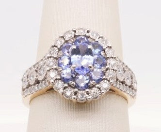 EFFY 14K YG .44 CT DIA .88 CT TANZANITE RING SZ 7