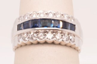LADIES PLAT RING SAPH 1.01CTW DIAM 0.76CTW