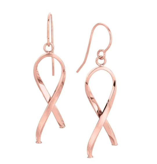 14K RG BREAST CANCER RIBBON EARRINGS