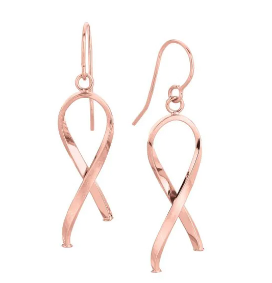 14K RG BREAST CANCER RIBBON EARRINGS