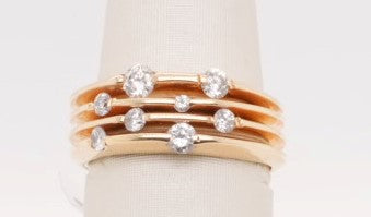 LADIES 14K YG 4 ROW DIAMOND RING