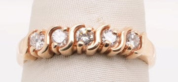 ESTATE 14K YG 5 STONE S LINK BAND APX 0.25CTW