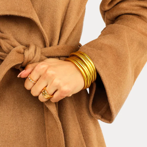 GOLD ALL WEATHER BANGLE SM SET OF 9