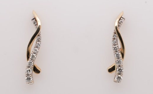 LADIES 14K TT DIAMOND DROP EARRINGS