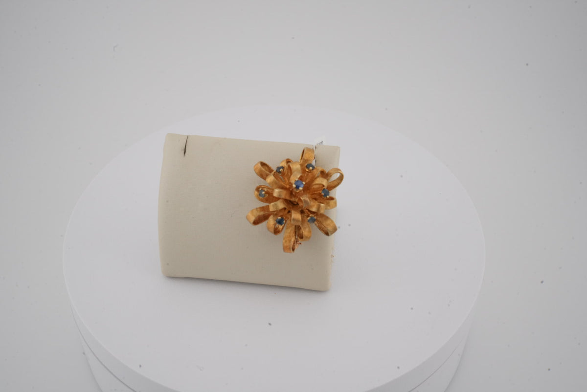 14K YG SAPPHIRE BOW BROACH