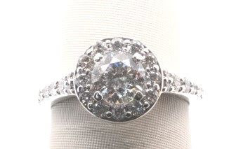 LADIES 14K WG ENG RING ROUND CENTER APX 0.50CTW SI2/H