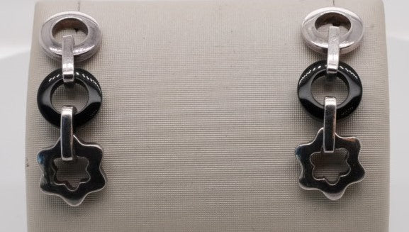 MONT BLONC STAR & ONYX EARRINGS