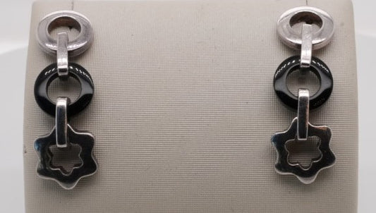 MONT BLONC STAR & ONYX EARRINGS