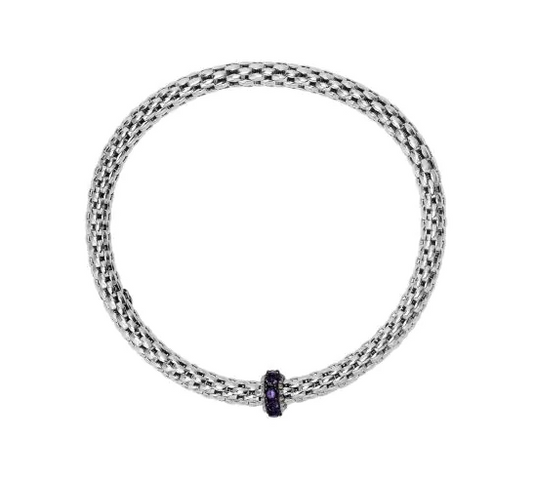 SILVER PHILIP GAVRIEL WOVEN BRACELET STRETCH WITH AMETHYST