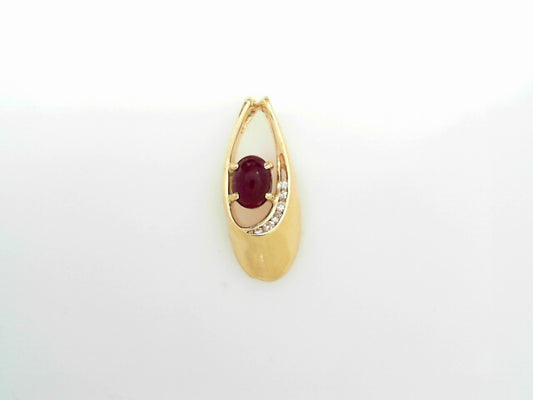 LDS 14KYG RUBY CAB PENDANT