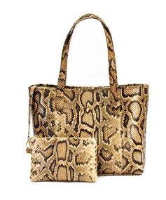 AMELIA TOTE - PYTHON TAN/BROWN