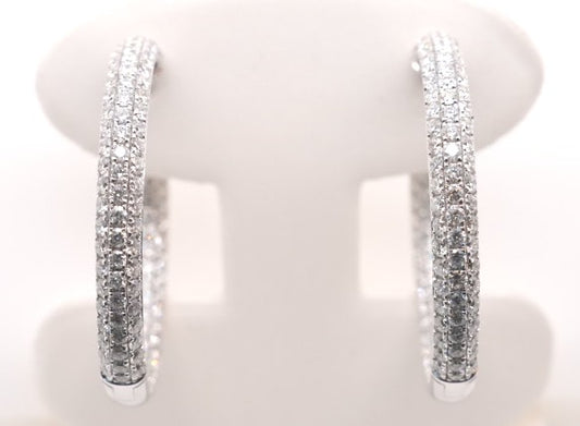 LADIES 18K WG INSIDE/OUT DIAMOND HOOPS APX 4.5CTW